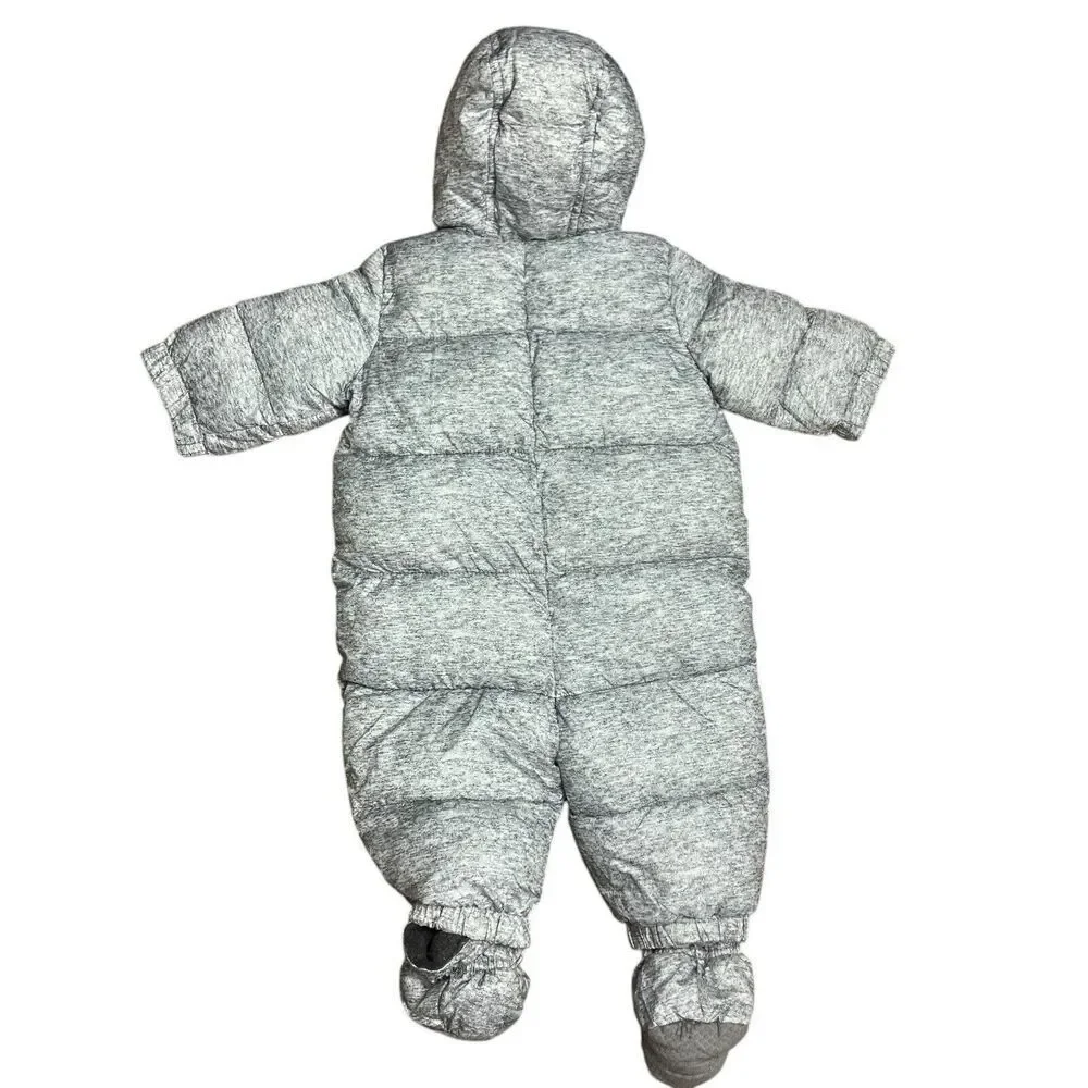 Baby Gap 0-6 Months Grey‎ Down Insulated Bunting Snowsuit Fleece Booties Puffer